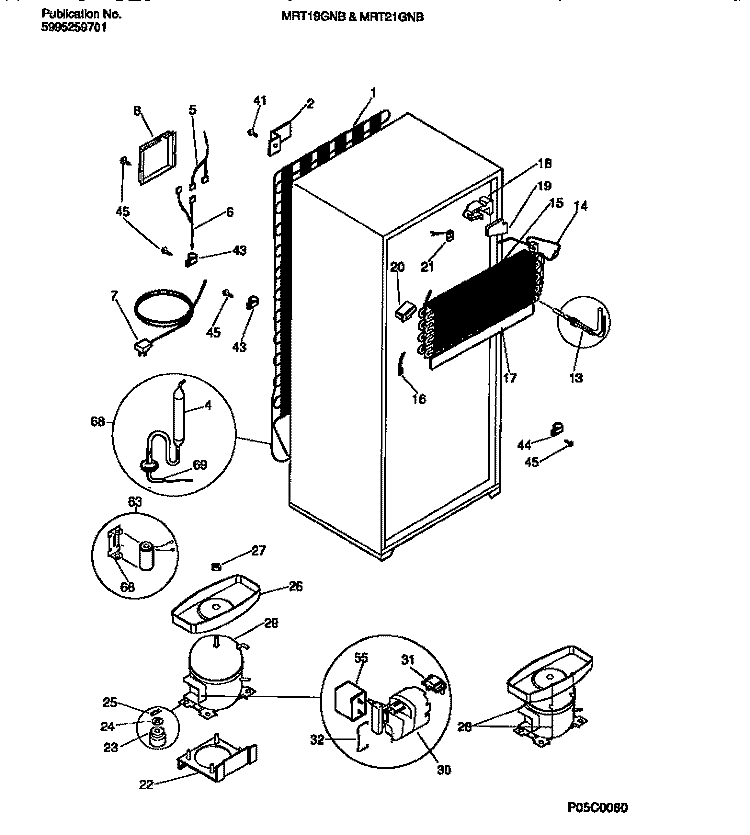 COOLING SYSTEM Diagram and Parts List for MRT19GNBW2  Frigidaire Refrigerator