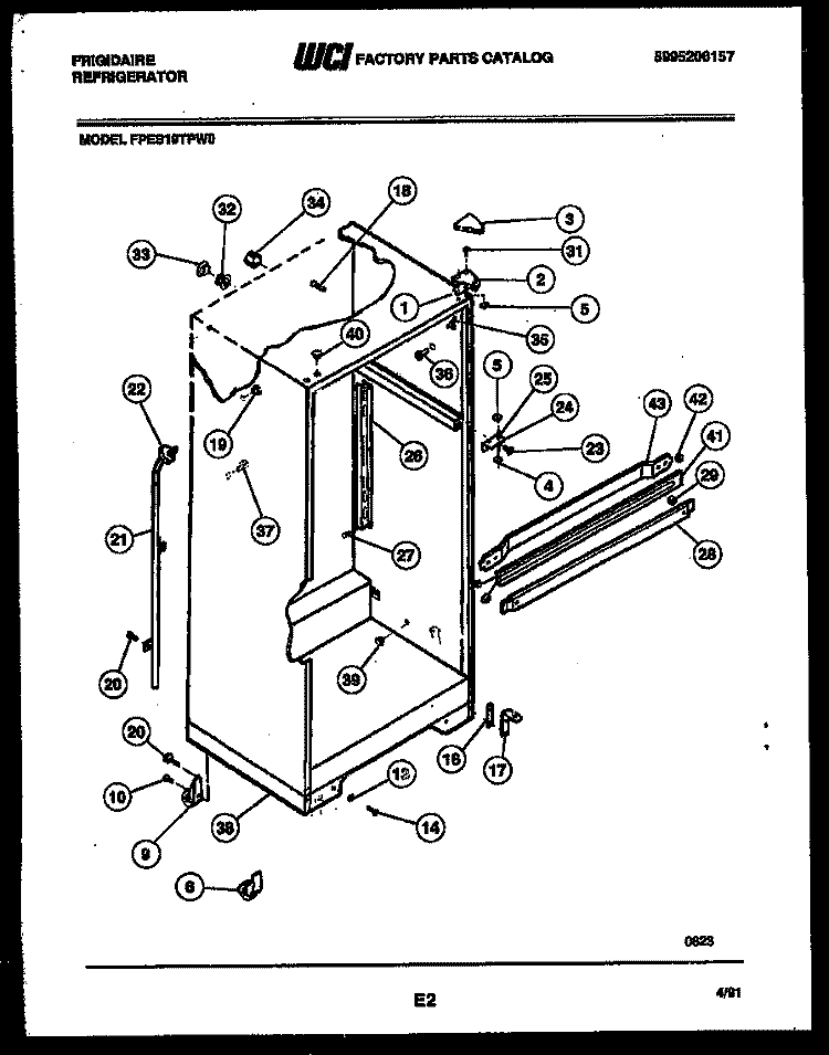 CABINET PARTS Diagram and Parts List for FPES19TPW0  Frigidaire Refrigerator