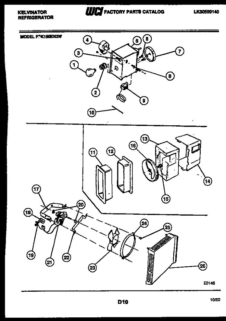 REFRIGERATOR CONTROL ASSEMBLY, DAMP Diagram and Parts List for FSK190EN3D  Kelvinator Refrigerator