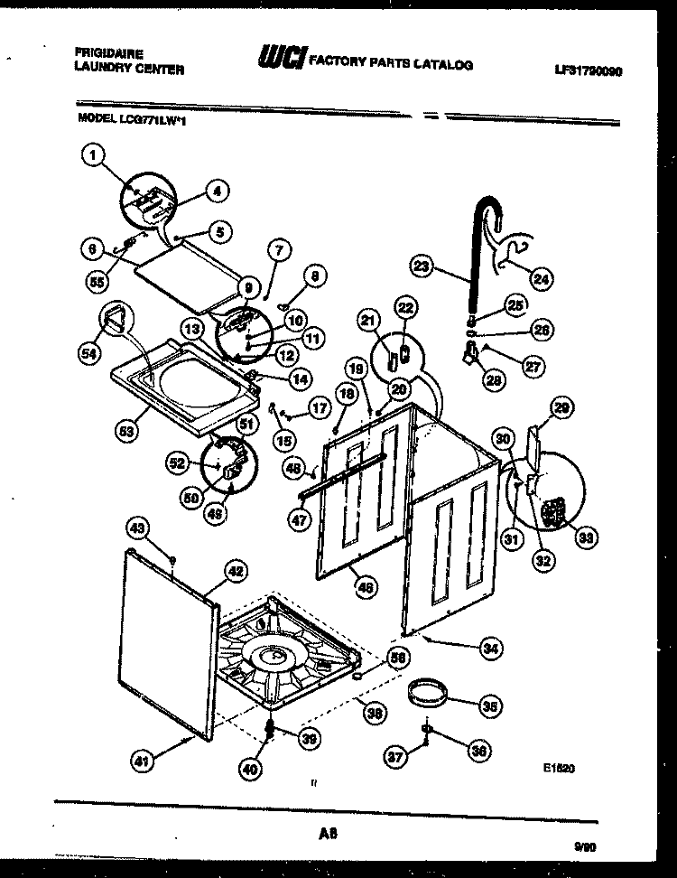 CABINET PARTS Diagram and Parts List for LCG771LL1  Frigidaire Washer Dryer Combo