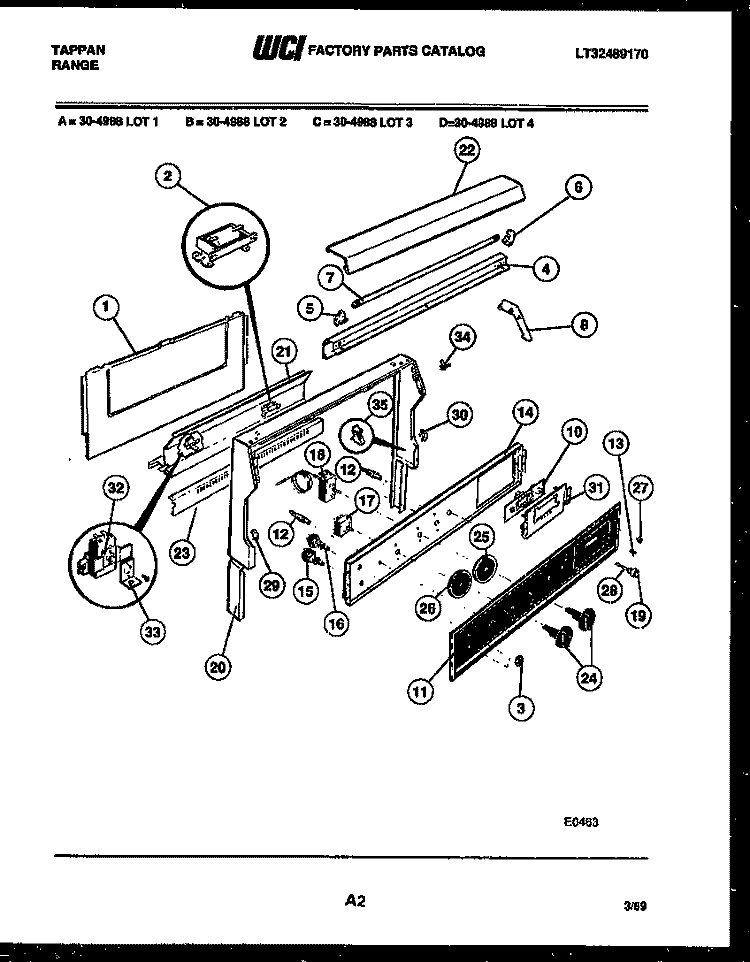 BACKGUARD Diagram and Parts List for 30-4988-08-01  Tappan Range