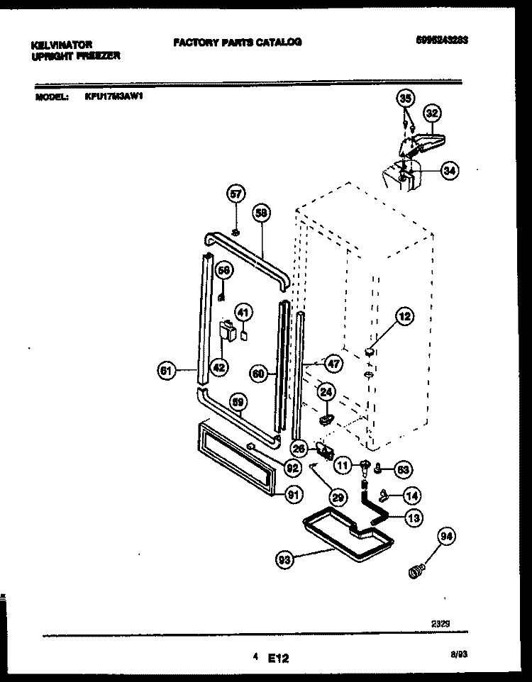 CABINET PARTS Diagram and Parts List for KFU17M3AW1  Kelvinator Freezer