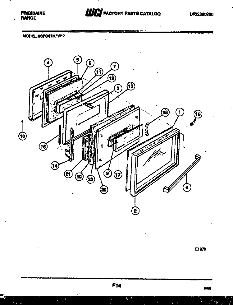 DOOR PARTS Diagram and Parts List for RSEG37BFL2  Frigidaire Range