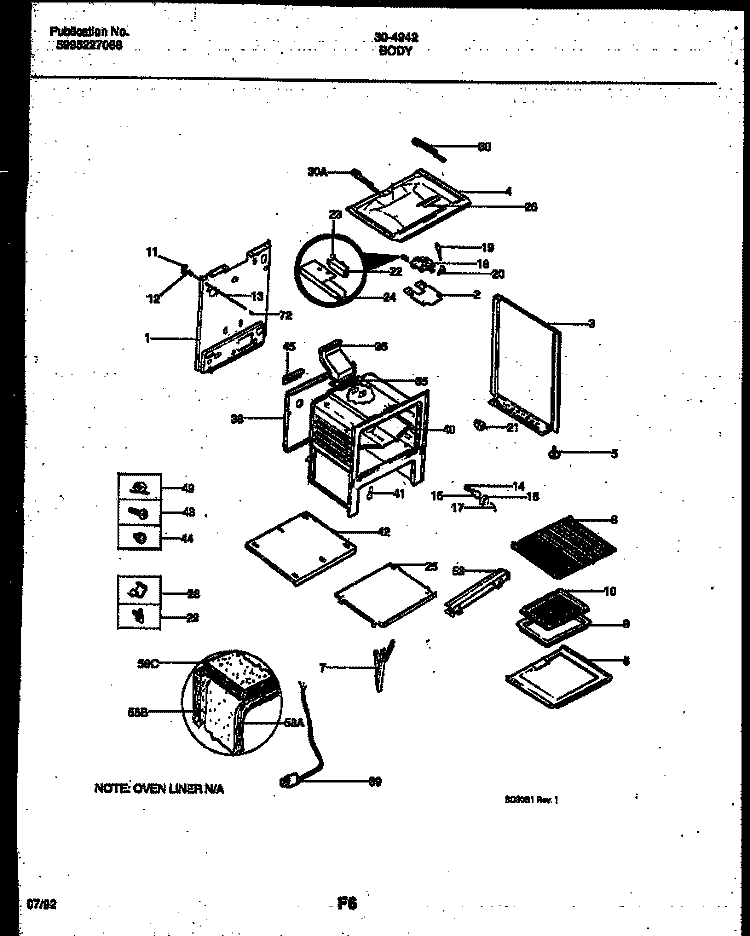 BODY PARTS Diagram and Parts List for 30-4942-00-01  Tappan Range