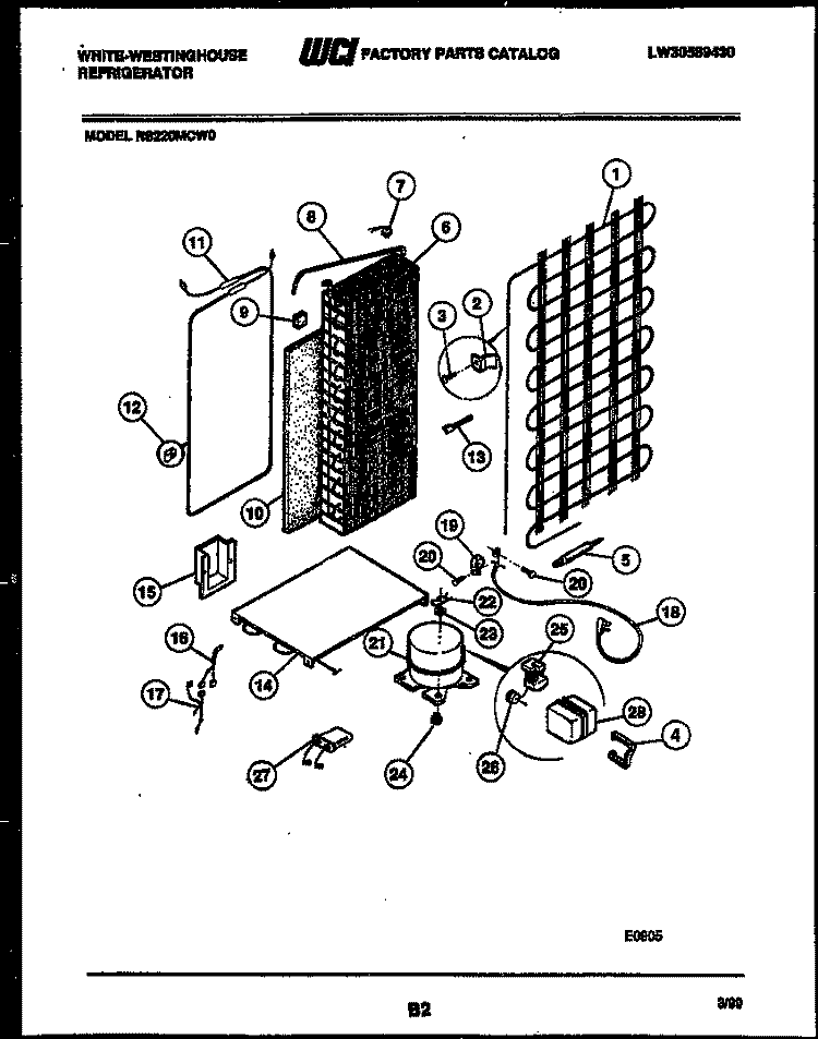 SYSTEM AND AUTOMATIC DEFROST PARTS Diagram and Parts List for RS220MCV0  Frigidaire Refrigerator