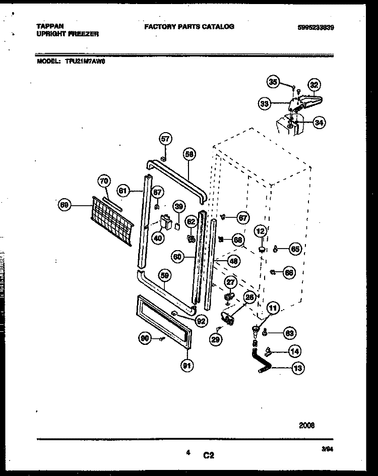 CABINET PARTS Diagram and Parts List for TFU21M7AW0  Tappan Freezer