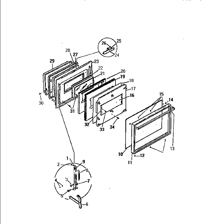 DOOR Diagram and Parts List for KD860GDD1  Frigidaire Range