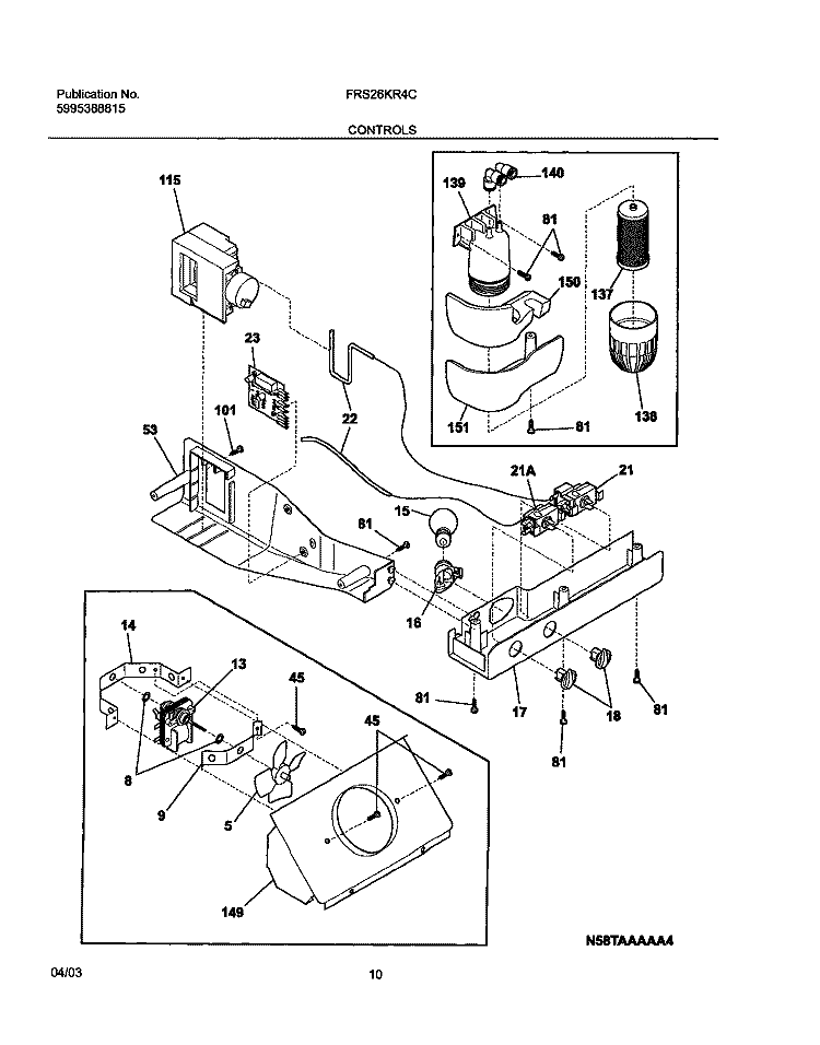 CONTROLS Diagram and Parts List for FRS26KR4CB0  Frigidaire Refrigerator