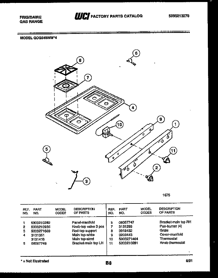 COOKTOP PARTS Diagram and Parts List for GCG34BNL4  Frigidaire Range