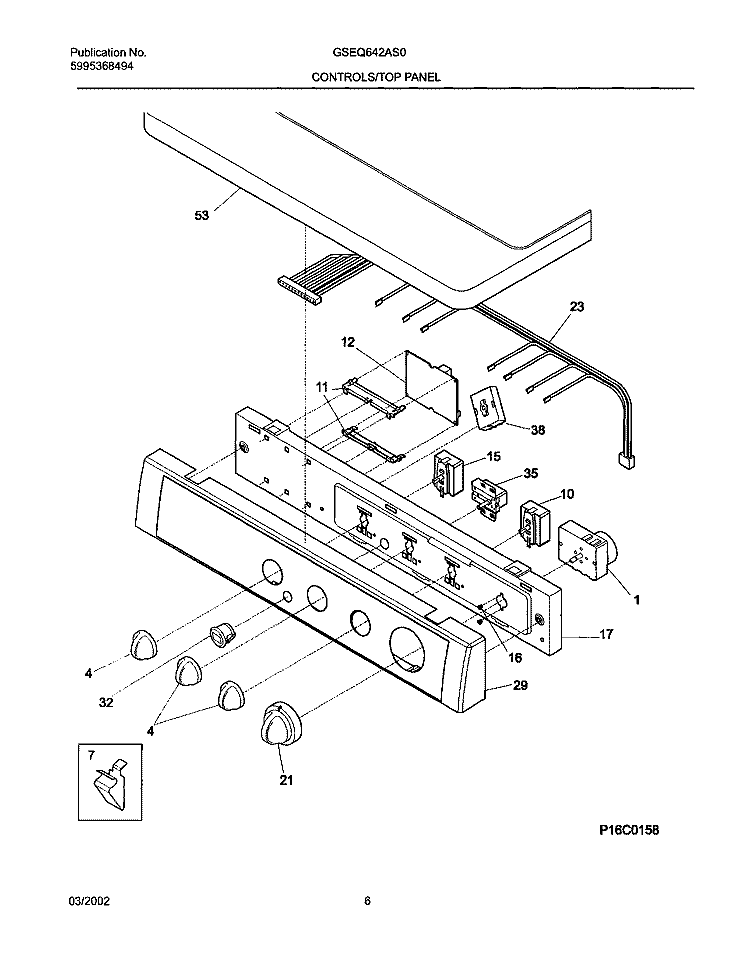 CONTROL PANEL Diagram and Parts List for GSEQ642AS0  Frigidaire Dryer