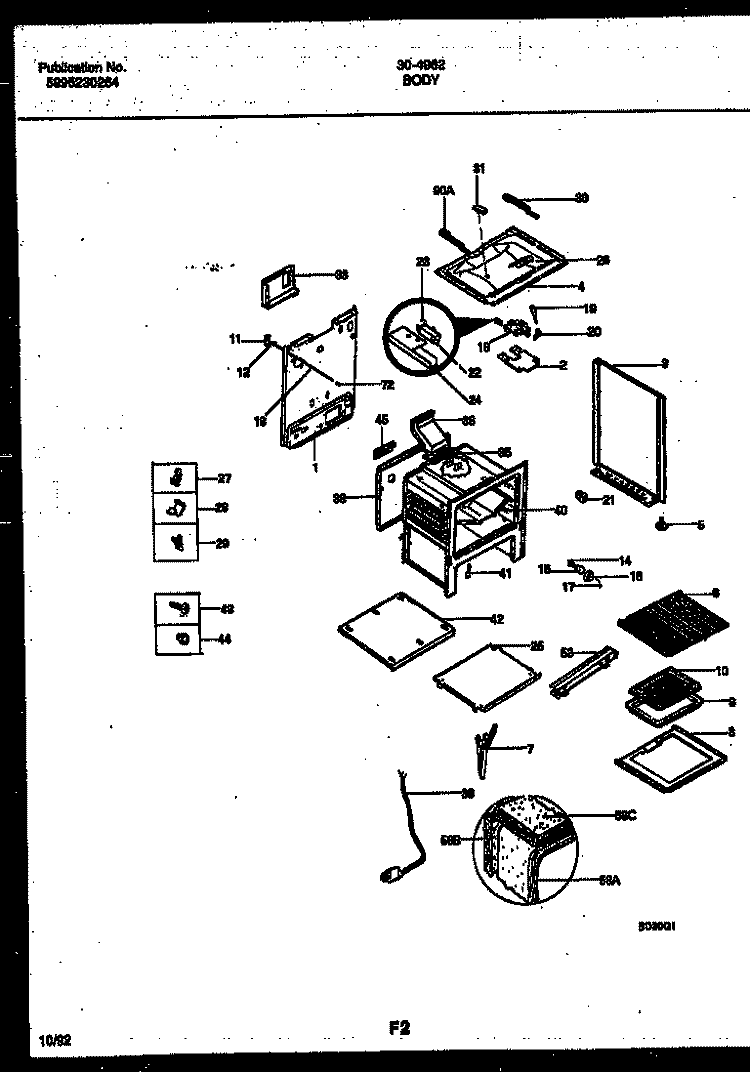 BODY PARTS Diagram and Parts List for 30-4962-23-01  Tappan Range