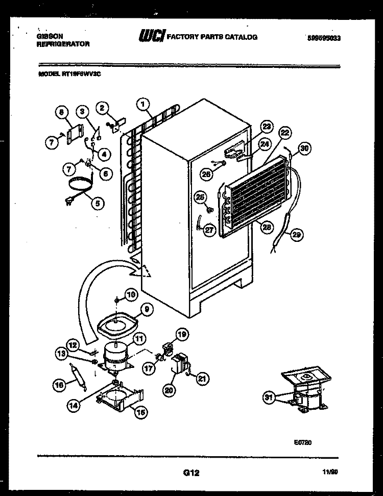 SYSTEM AND AUTOMATIC DEFROST PARTS Diagram and Parts List for RT19F6WV3C  Gibson Refrigerator