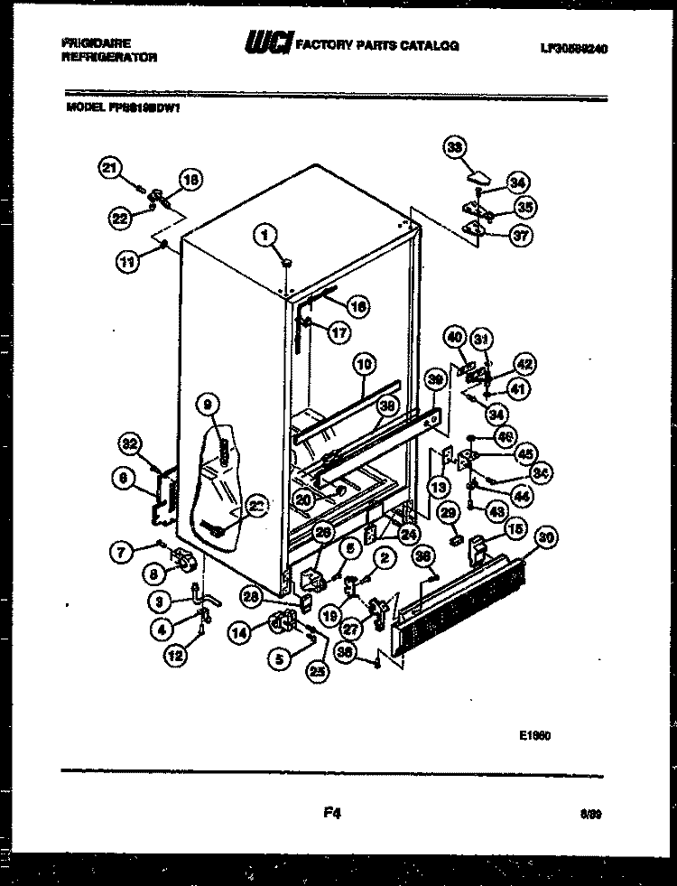 CABINET PARTS Diagram and Parts List for FPES19BDL1  Frigidaire Refrigerator
