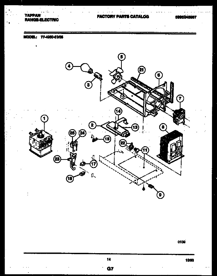 POWER CONTROL Diagram and Parts List for 77-4950-23-05  Tappan Microwave Oven Combo