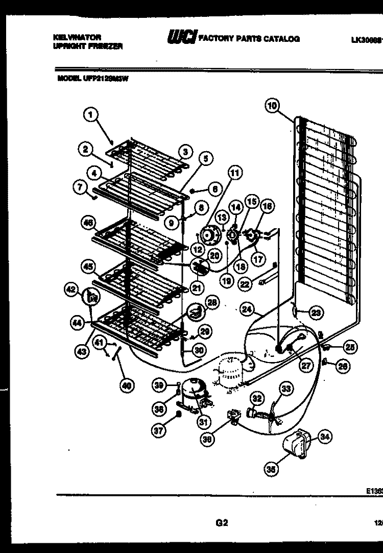 SYSTEM AND ELECTRICAL PARTS Diagram and Parts List for UFP212SM3W  Kelvinator Freezer