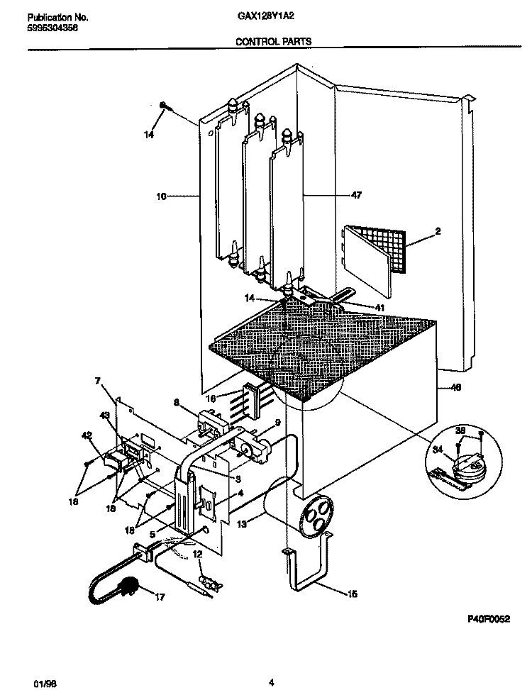 CONTROL PARTS Diagram and Parts List for GAX128Y1A2  Gibson Air Conditioner
