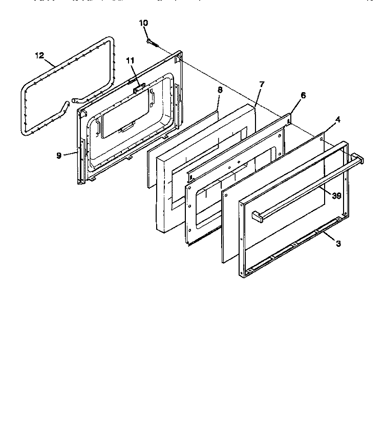 DOOR Diagram and Parts List for GGF325BBWB  Gibson Range