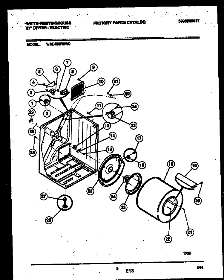 CABINET AND COMPONENT PARTS Diagram and Parts List for WDE436RBD0  Frigidaire Dryer