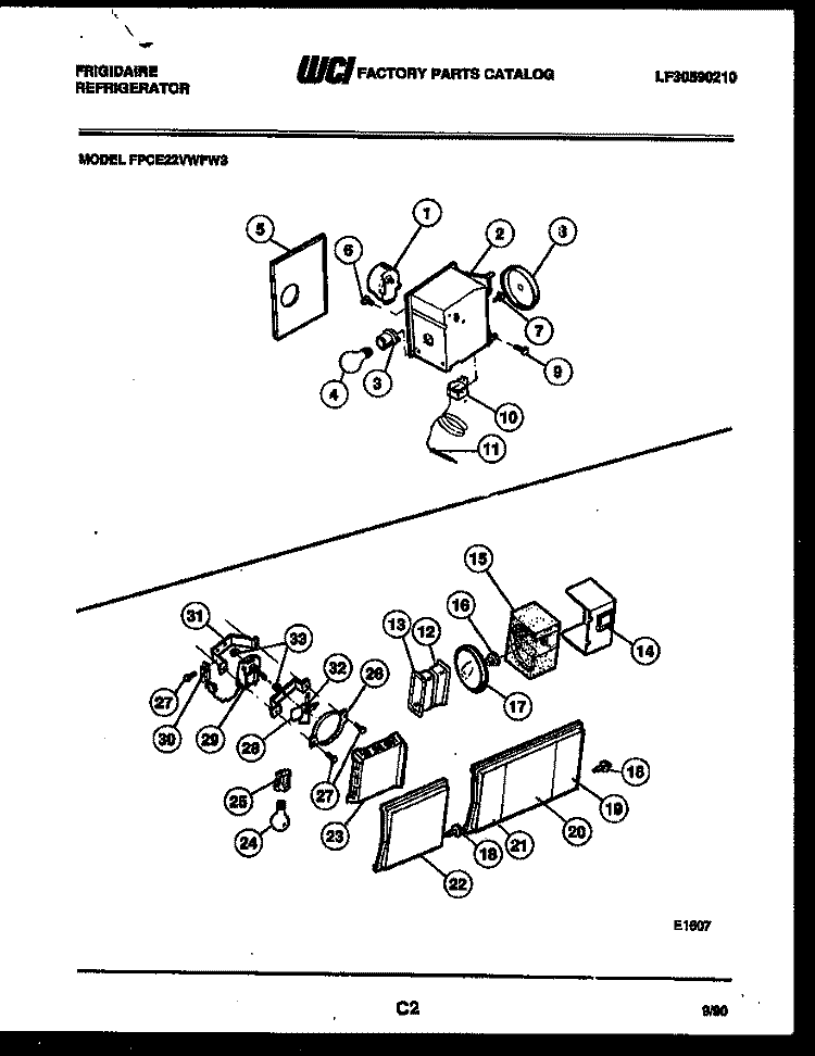 REFRIGERATOR CONTROL ASSEMBLY, DAMP Diagram and Parts List for FPCE22VWFH3  Frigidaire Refrigerator