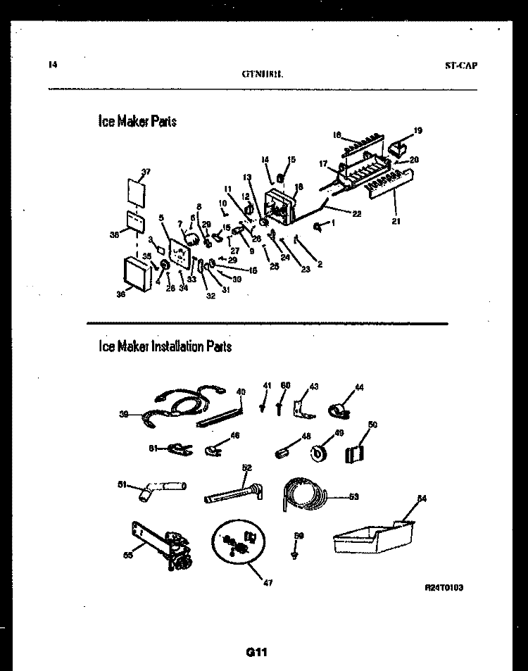 ICE MAKER AND INSTALLATION PARTS Diagram and Parts List for GTN181BL0  Frigidaire Refrigerator
