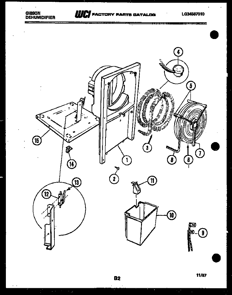 WATER AND CONDENSING PARTS Diagram and Parts List for MC25S6GUNA  Gibson Dehumidifier