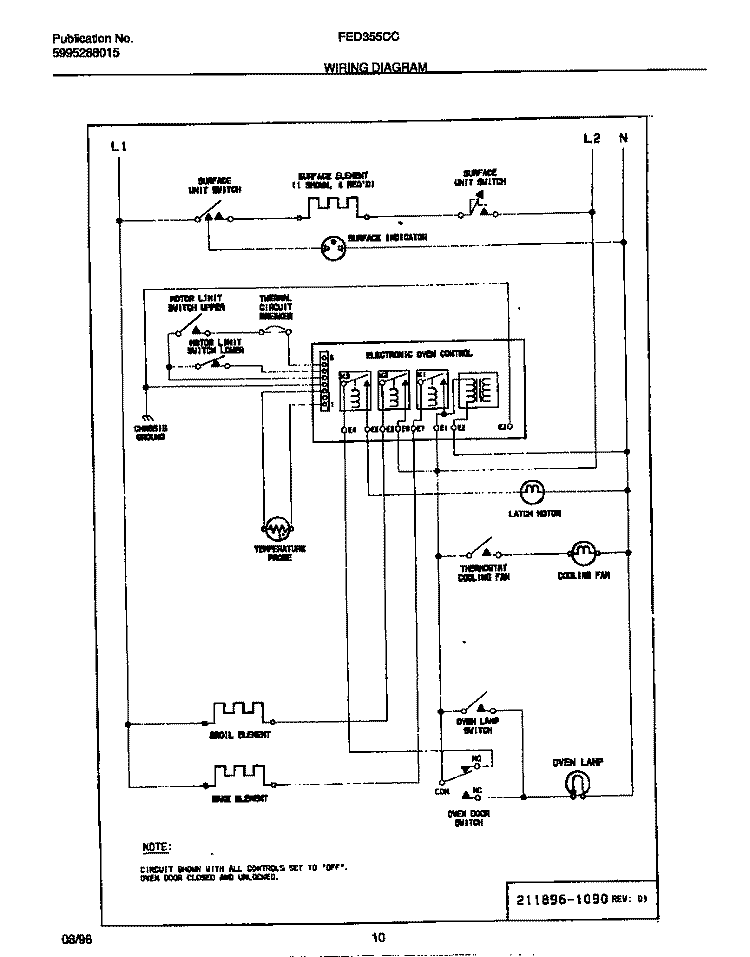WIRING DIAGRAM Diagram and Parts List for FED355CCTG  Frigidaire Range