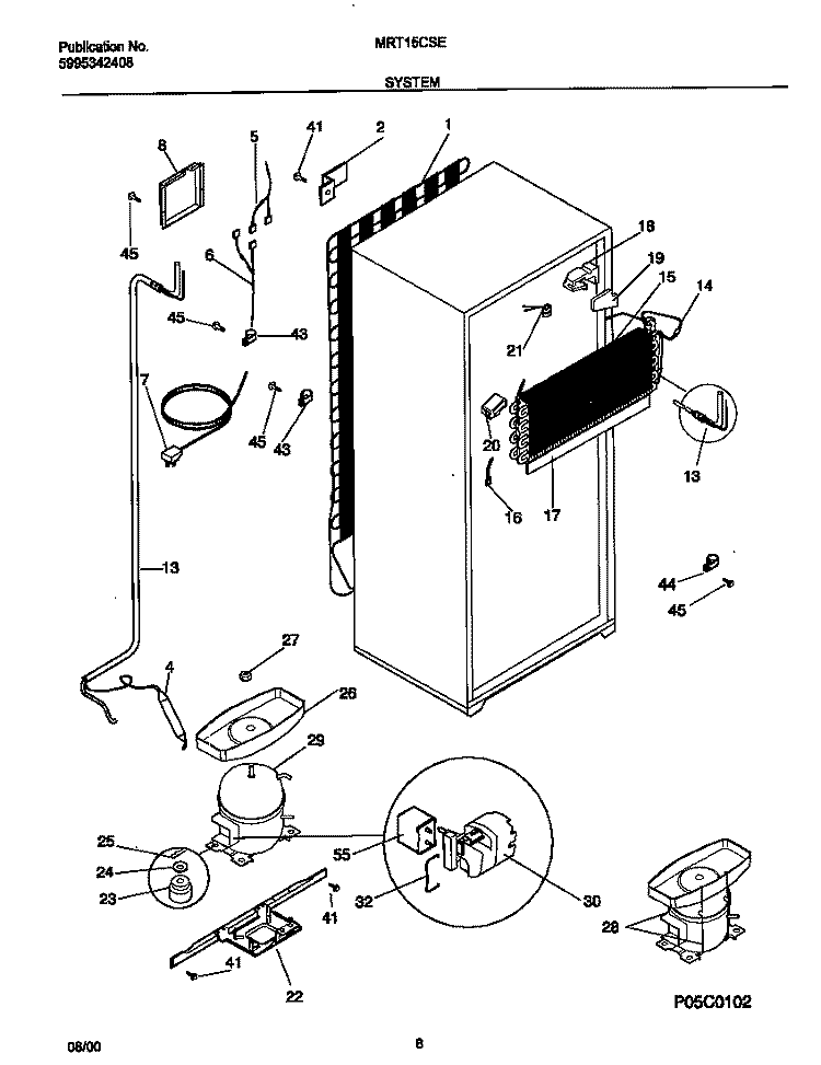 SYSTEM Diagram and Parts List for MRT15CSEWP  Frigidaire Refrigerator