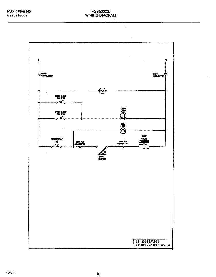 WIRING Diagram and Parts List for FGB500CESI  Frigidaire Wall Oven