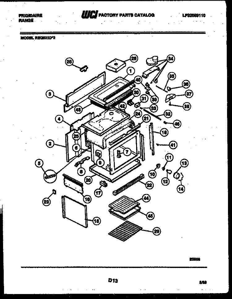 BODY PARTS Diagram and Parts List for REG533D2  Frigidaire Range