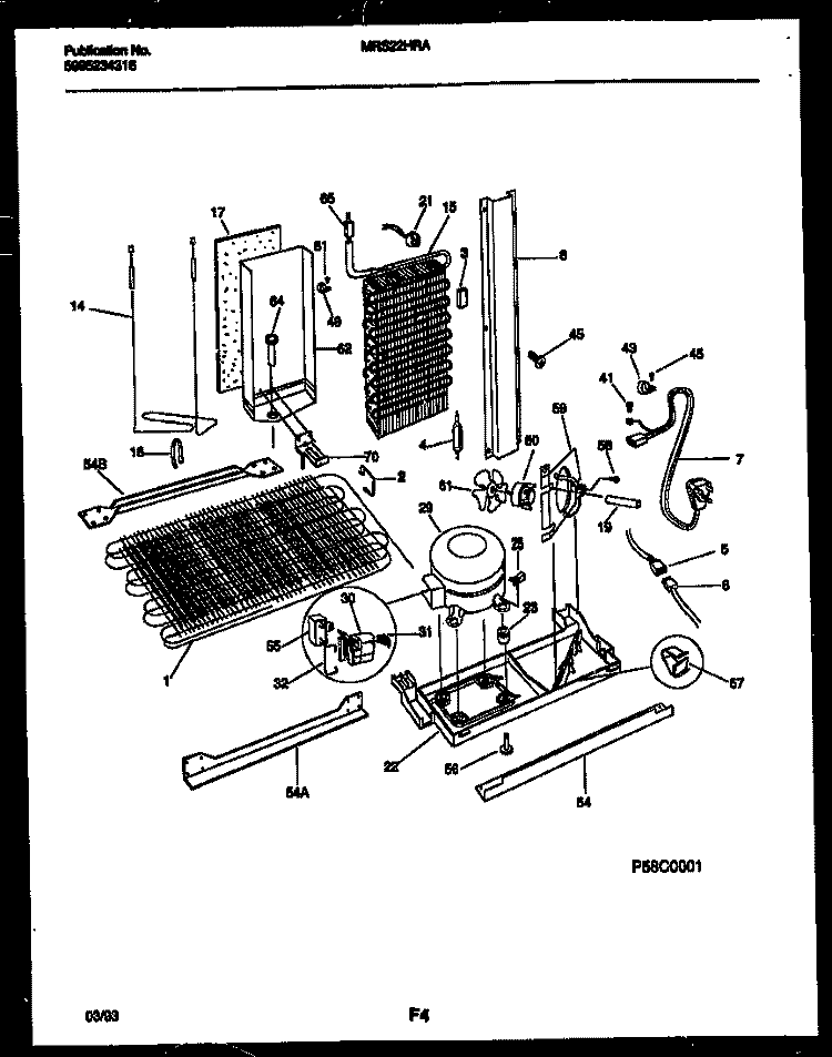SYSTEM AND AUTOMATIC DEFROST PARTS Diagram and Parts List for MRS22HRAD0  Frigidaire Refrigerator