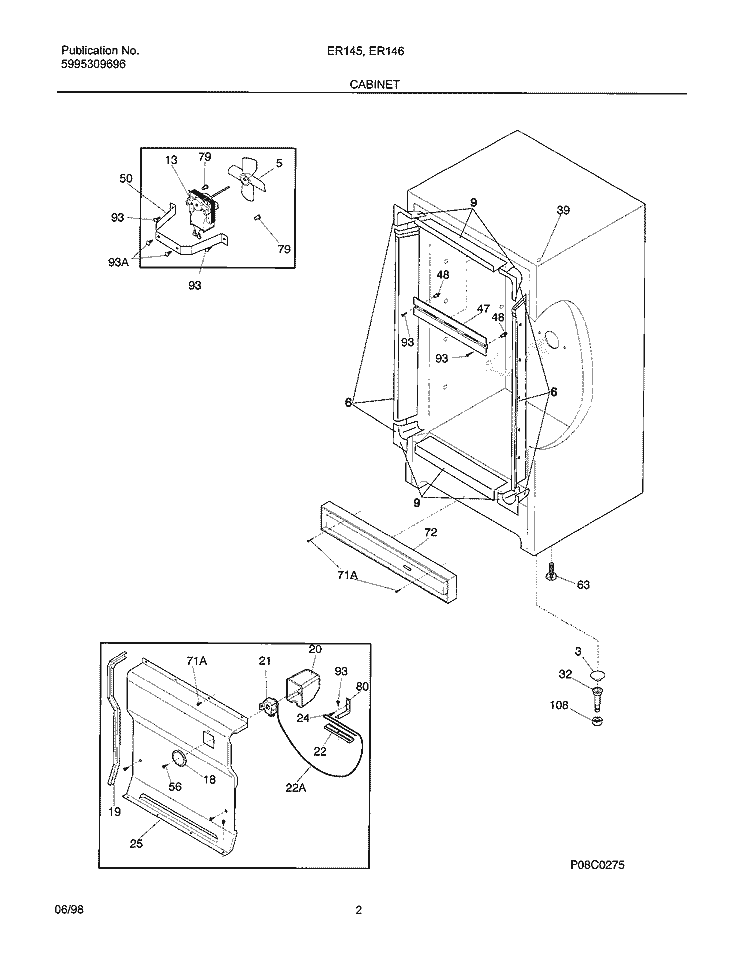 CABINET Diagram and Parts List for ER145  Frigidaire Freezer