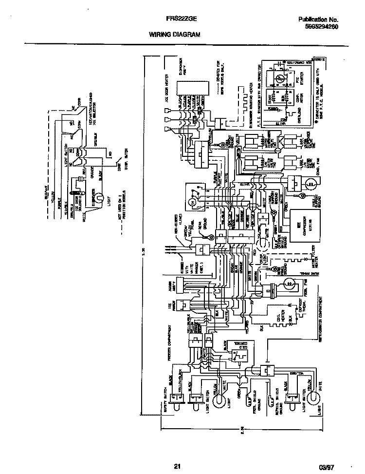 WIRING DIAGRAM Diagram and Parts List for FRS22AGED2  Frigidaire Refrigerator