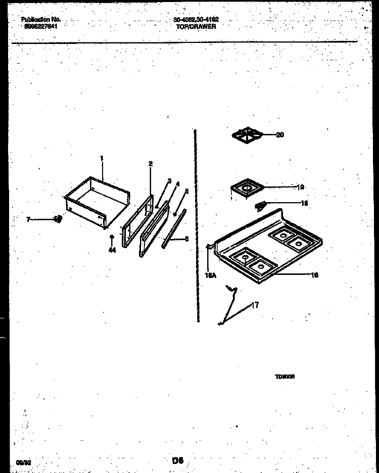 BACKGUARD Diagram and Parts List for 30-4932-00-01  Tappan Range