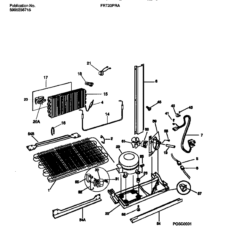 COOLING SYSTEM Diagram and Parts List for FRT20PRAD2  Frigidaire Refrigerator