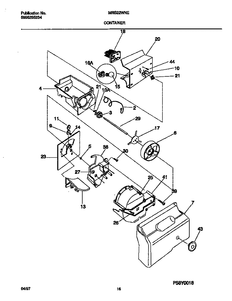 CONTAINER Diagram and Parts List for MRS22WNED3  Frigidaire Refrigerator