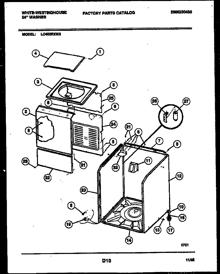 CABINET PARTS Diagram and Parts List for LC400RXD2  Frigidaire Washer