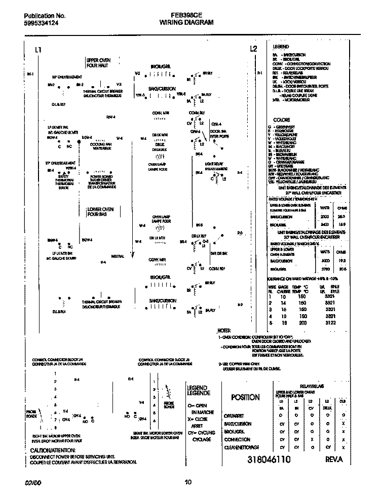 WIRING DIAGRAM Diagram and Parts List for FEB398CEBD  Frigidaire Wall Oven