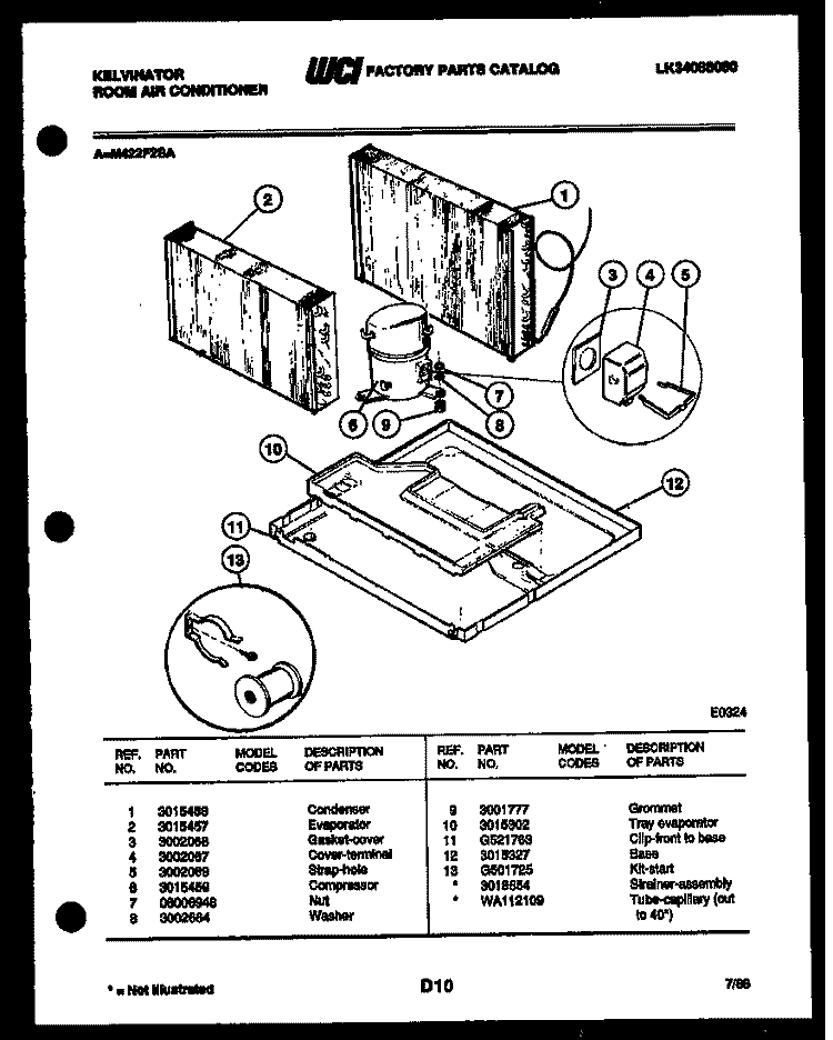 SYSTEM PARTS Diagram and Parts List for M422F2SA  Kelvinator Air Conditioner