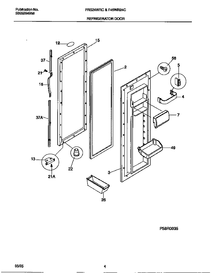 REFRIGERATOR DOOR Diagram and Parts List for F45WR24CD0  Frigidaire Refrigerator