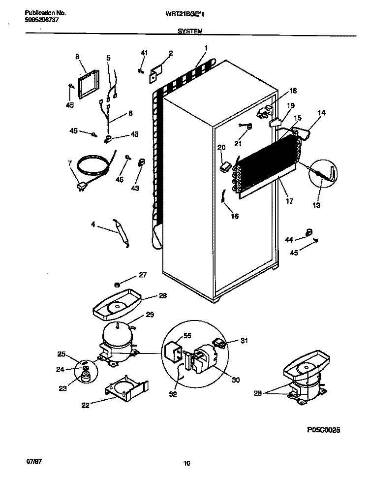 SYSTEM Diagram and Parts List for WRT21BGEW1  Frigidaire Refrigerator