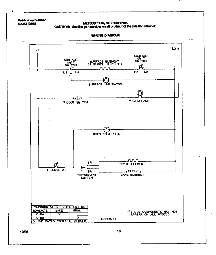 WIRING DIAGRAM Diagram and Parts List for MEF300PBDK  Frigidaire Range