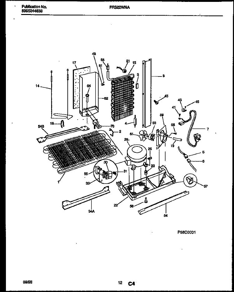 SYSTEM AND AUTOMATIC DEFROST PARTS Diagram and Parts List for FRS22WNAD1  Frigidaire Refrigerator