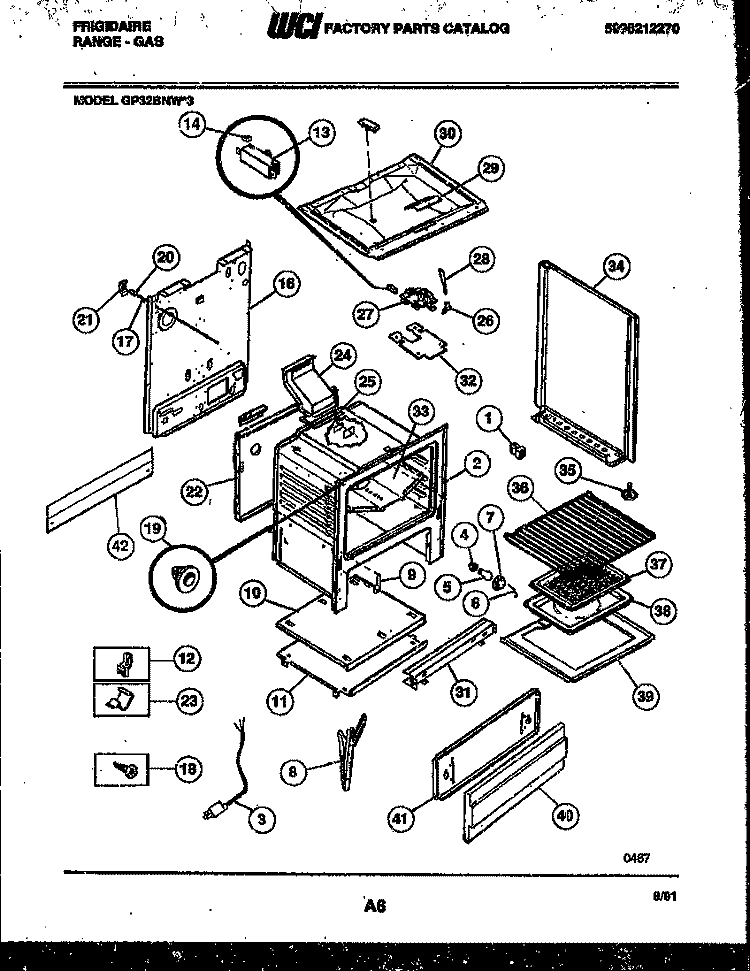 BODY PARTS Diagram and Parts List for GP32BNW3  Frigidaire Range