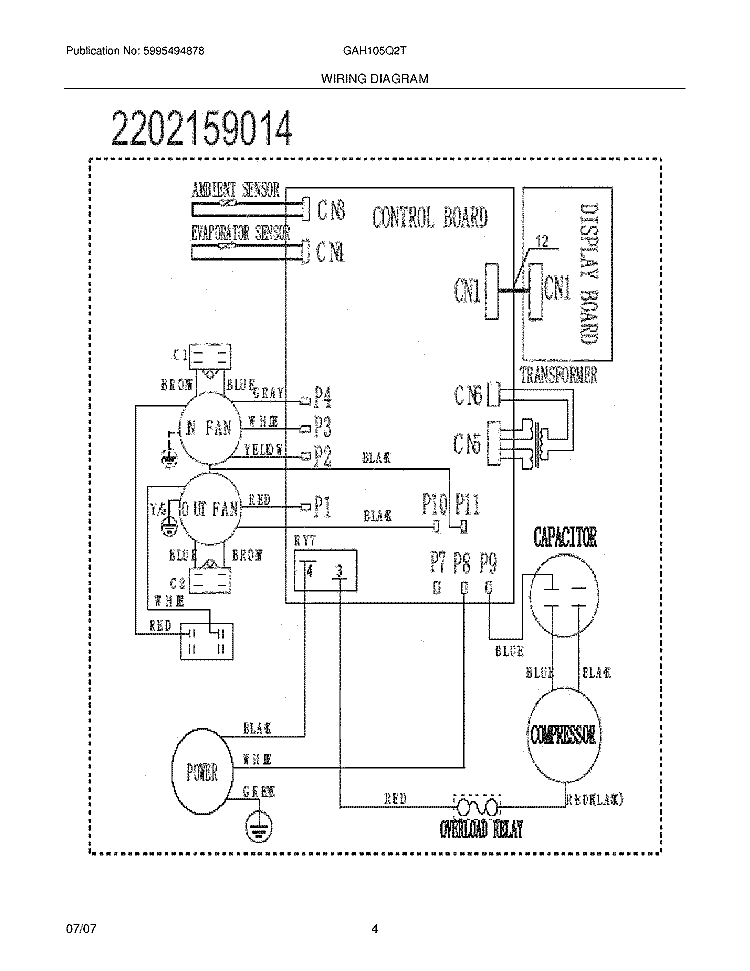 WIRING DIAGRAM Diagram and Parts List for GAH105Q2T2  Gibson Air Conditioner