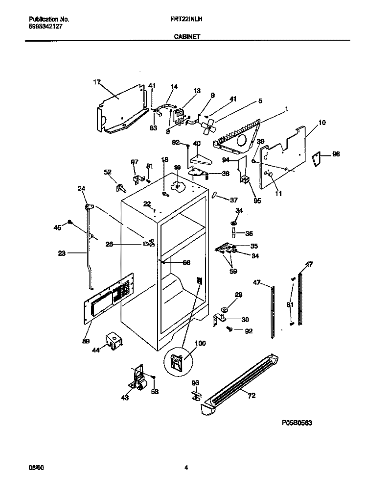 CABINET Diagram and Parts List for FRT22INLHD4  Frigidaire Refrigerator