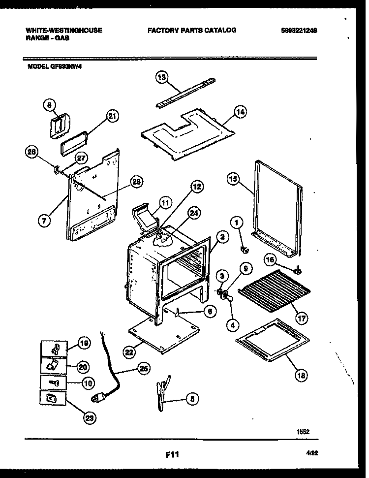 BODY PARTS Diagram and Parts List for GF830NW4  Frigidaire Range