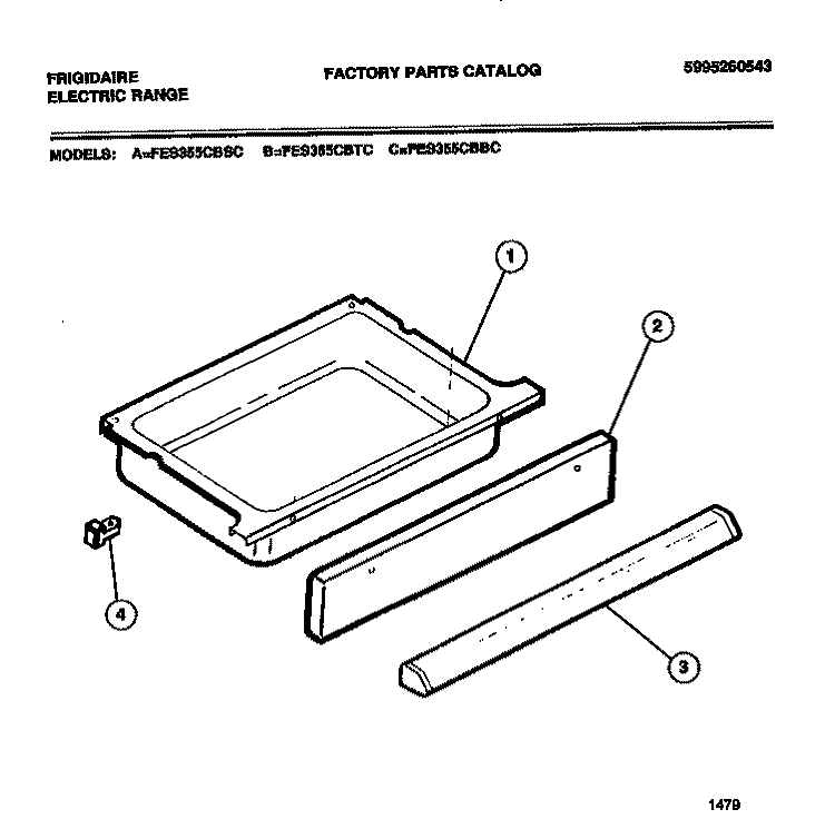 DRAWER Diagram and Parts List for FES355CBSC  Frigidaire Range