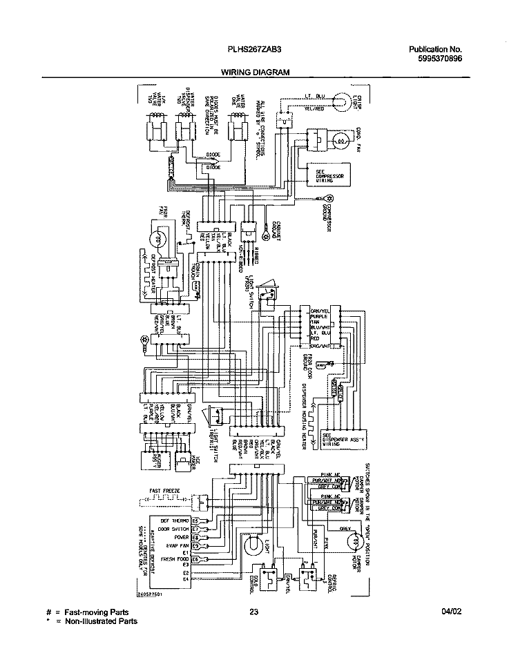 WIRING DIAGRAM Diagram and Parts List for PLHS267ZAB2  Frigidaire Refrigerator
