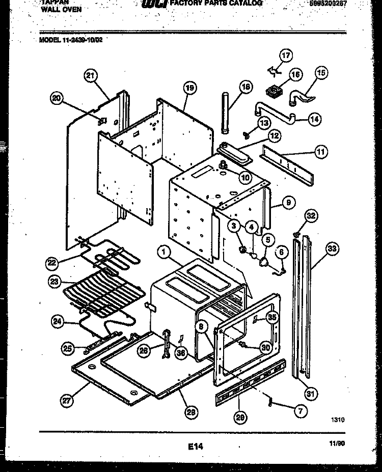 BODY PARTS Diagram and Parts List for 11-2439-00-02  Tappan Wall Oven