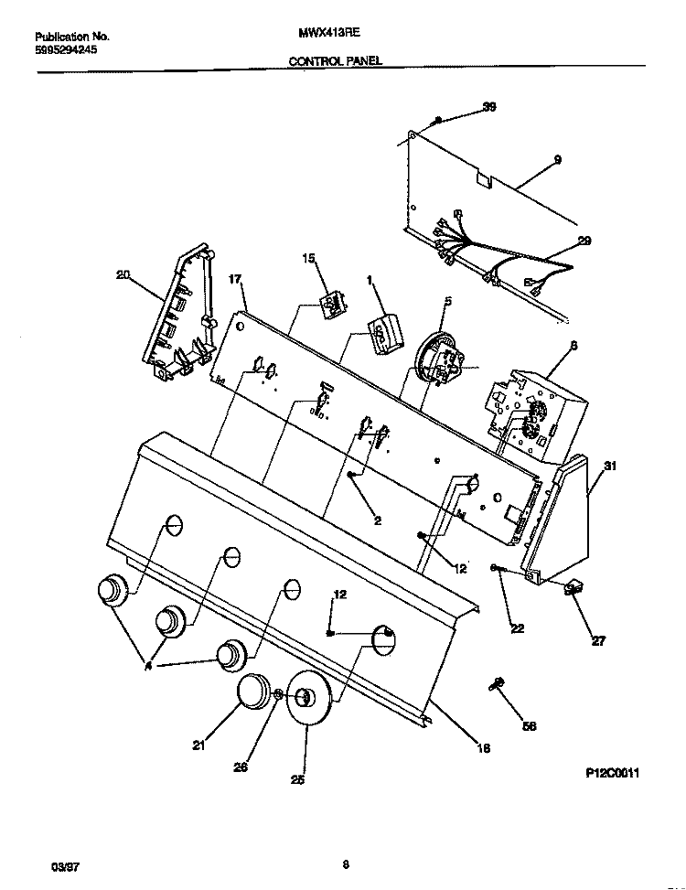 CONTROL PANEL Diagram and Parts List for GWS645RBS4  Gibson Washer